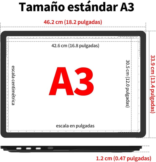 Thumbnail 5 de TOHETO Tablero de luz A3 recargable con soporte 4 h