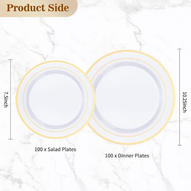 Thumbnail 3 de Gold disposable party plates 200 count
