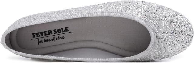 Detalle 2 de Feversole Round Glitter Ballerina Damen Ballerinas mit Slip-on-Design und Profilsohle