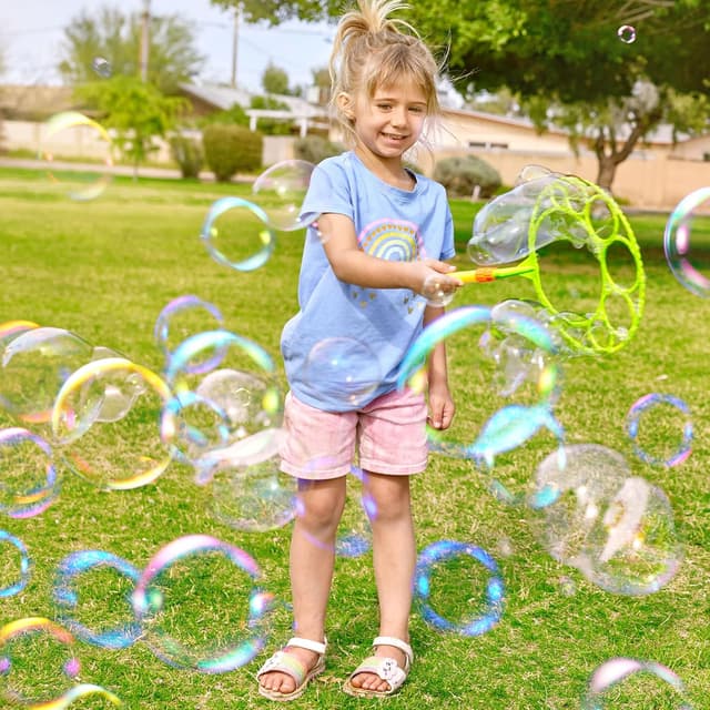 Detalle de JOYIN 19pc Big Bubble Wands Set with Tray (53cm giant bubble wands) — outdoor kids’ bubble kit