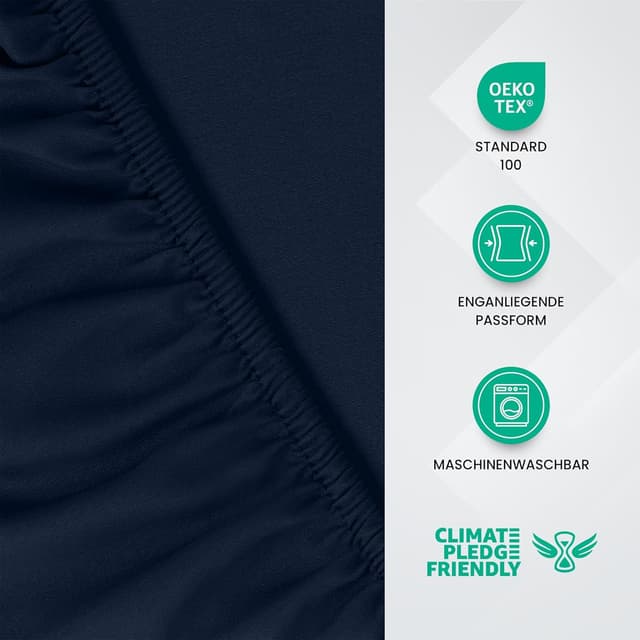 Detalle de Utopia Bedding Spannbettlaken 80x200 cm Marineblau – gebürstete Mikrofaser, OEKO-TEX, Tasche 35 cm