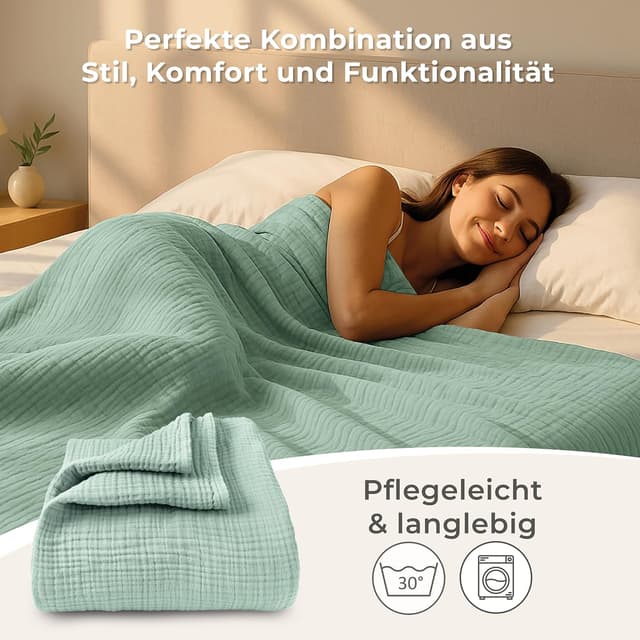 Thumbnail 6 de LAYNENBURG Musselin Tagesdecke 150x200