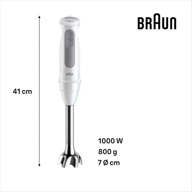 Detalle 2 de Braun MultiQuick5 MQ50.001M minipimer con 21 velocità, 1000W e 5 anni di assistenza (bianco)