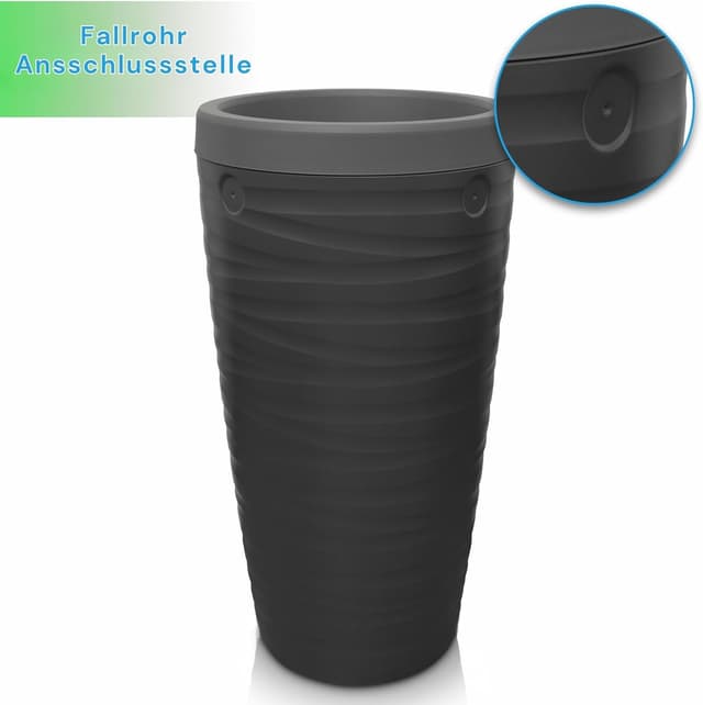 Thumbnail 6 de YourCasa Regentonne 240 Liter Wave Design, frostsicher aus Kunststoff mit Wasserhahn (Anthrazit)