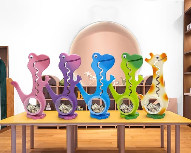 Thumbnail 6 de AORCMITN Wooden Dinosaur Piggy Bank (Dino-Blue) with Coin Slide