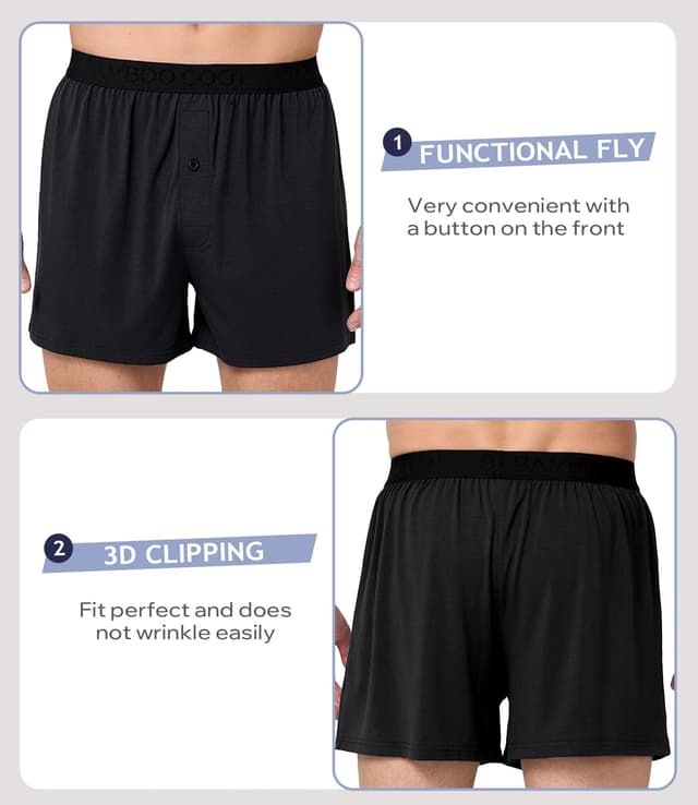 Detalle 2 de BAMBOO COOL Mens Bamboo Boxer Shorts 4 Pack