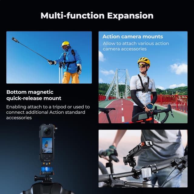 Detalle 2 de K&F CONCEPT Alloy Camera Cage for Insta360 X5 + 3-Pack Lens Protectors