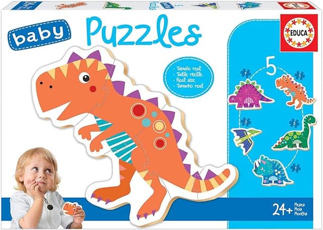 Detalle de Educa Baby Puzzles Dinosaurios 🦕 Set de 5 Puzzles Infantiles de 3 a 5 piezas