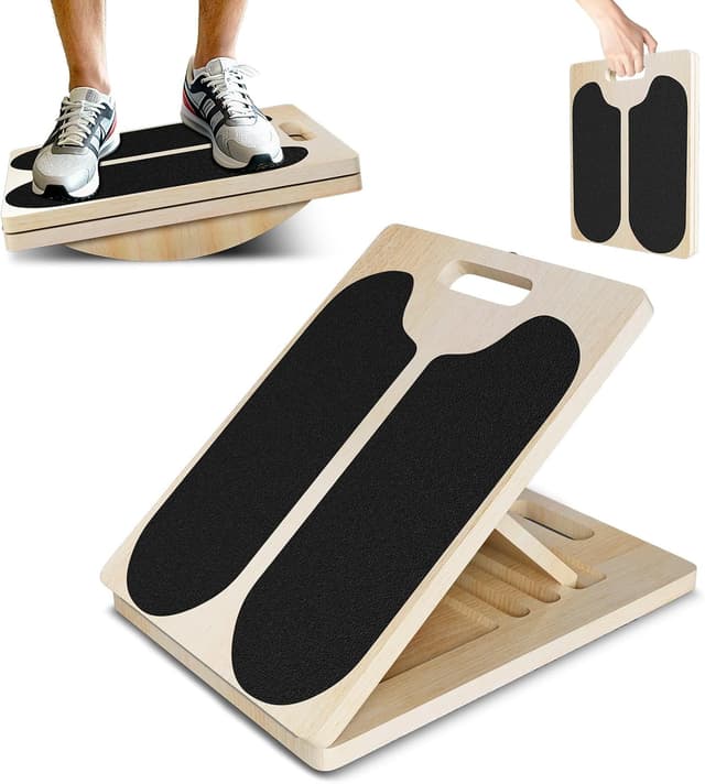 Detalle de FitinOne 2-in-1 Wooden Balance Board & Slant Board with 5-Position Adjustable Incline