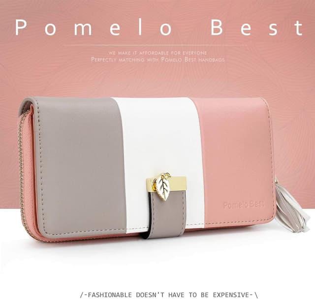 Detalle de Pomelo Best portafoglio donna in pelle sintetica con cerniera lunga, portamonete e protezione RFID