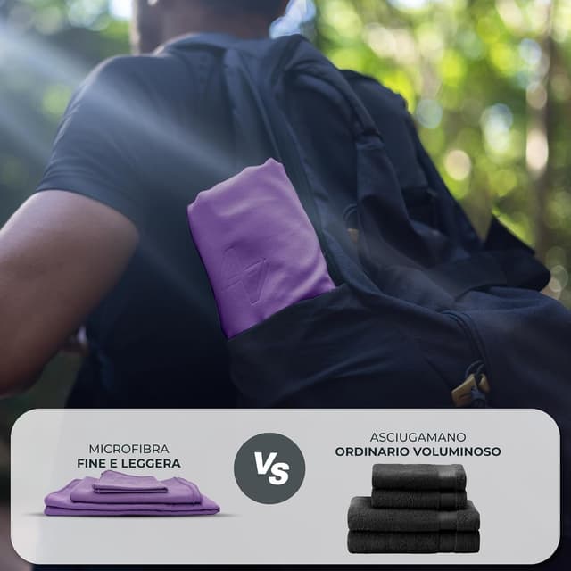 Detalle 2 de ZENACROSS Zenacross Asciugamano Palestra (Set di 3) in microfibra con borsa per trasporto