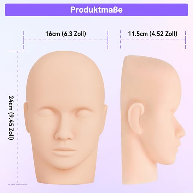 Detalle de TwoWin Wimpernverlängerungs Set mit Übungskopf (Starterset) – inkl. selbstklebender Wimpern und Pinzetten