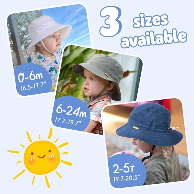 Detalle de FURTALK Kinder-Sonnenhut mit UV-Schutz, verstellbar & faltbar – Bucket Hat mit breiter Krempe