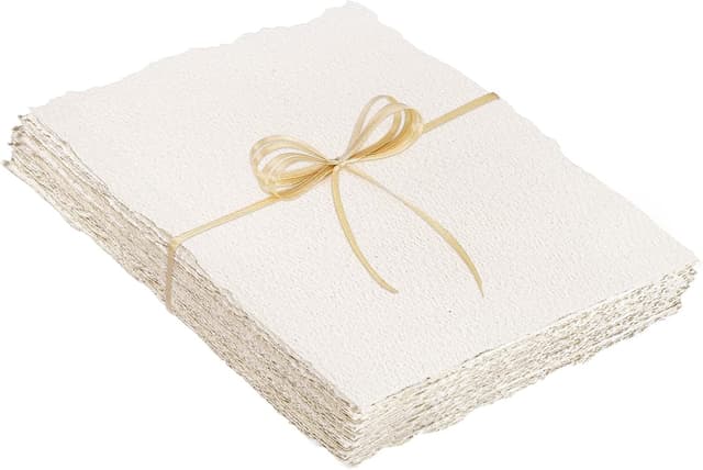 Detalle de Prudiut 25 Sheets Cotton Watercolor Paper (300 GSM), 4 x 6 in, White, Textured, Deckled Edge