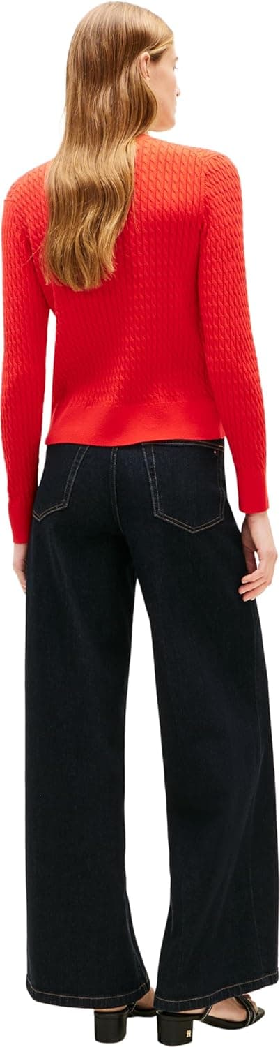 Detalle 2 de Tommy Hilfiger donna cardigan in maglia con motivo a trecce