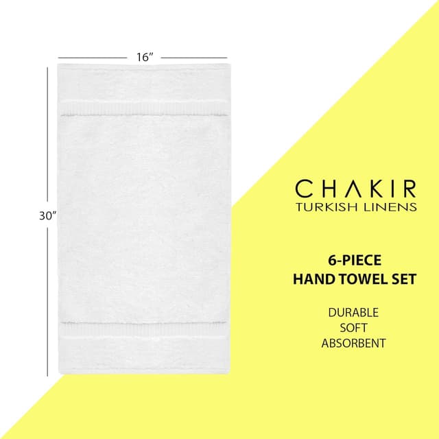 Detalle de Chakir Turkish Linens Hotel & Spa Quality 100% Cotton Turkish Hand Towels (6-Pack), White