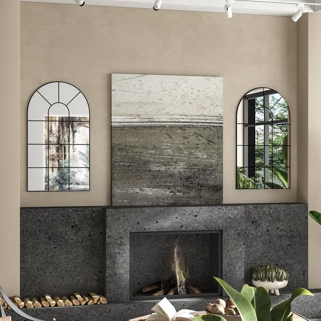 Detalle de CASSILANDOSpecchio da parete per finestra ad arco 105 x 60 cm nero