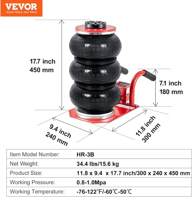 Thumbnail 6 de VEVOR Air Jack 3 Ton triple bag