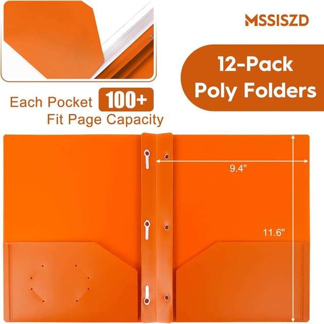 Detalle 2 de EEHZTSI 24-Pack Plastic 2-Pocket Folders 9.4x11.6