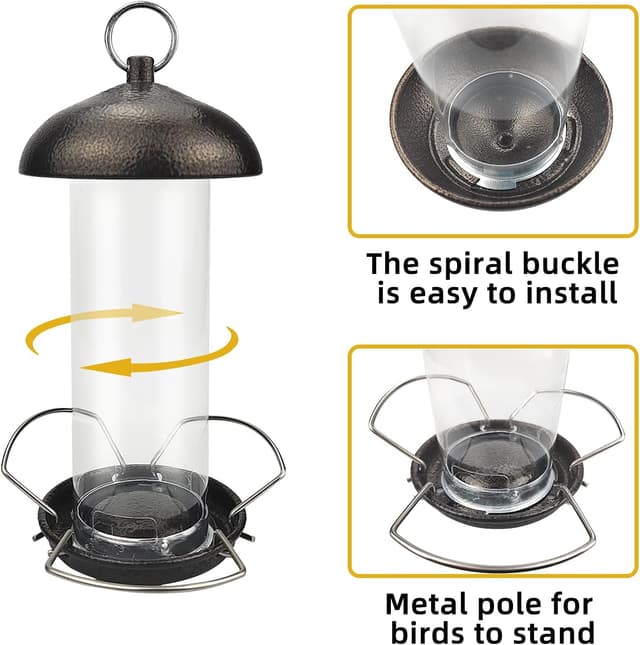 Detalle de Urban Deco Hanging Bird Seed Feeders Set (Metal Tube) – Mixed Seed & Peanut Feeders with Hanger