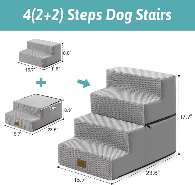Thumbnail 3 de Small Dog Stairs 4 Tier Grey