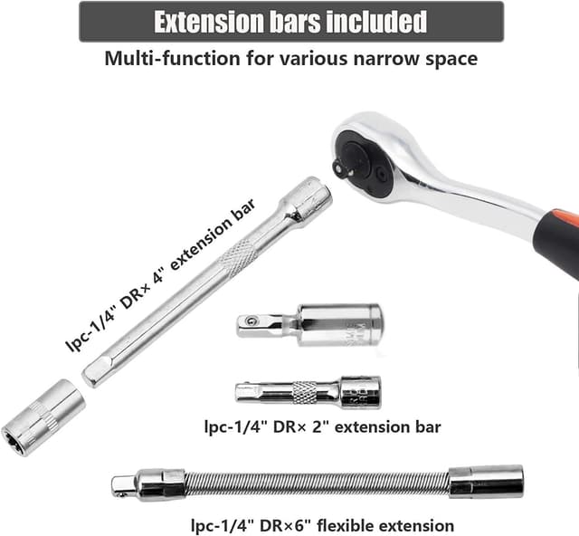 Thumbnail 2 de 53-Piece 1/4" Socket Set for Car and Bike