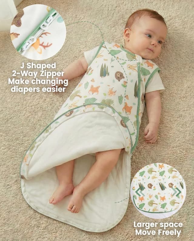 Detalle 2 de WYTbaby 2er Pack Baby-Schlafsäcke 1,5 Tog aus 100% Baumwolle (0–24 Monate)