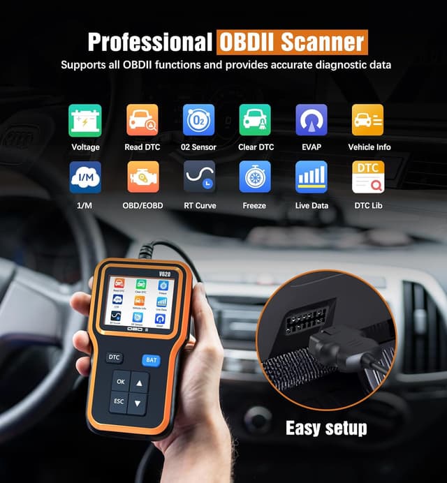 Detalle de UMEIJA OBD2 Scanner with Upgrade Battery Tester (Reads/Clears Codes, Live Data, MIL Readiness) for OBD II Cars Since 1996
