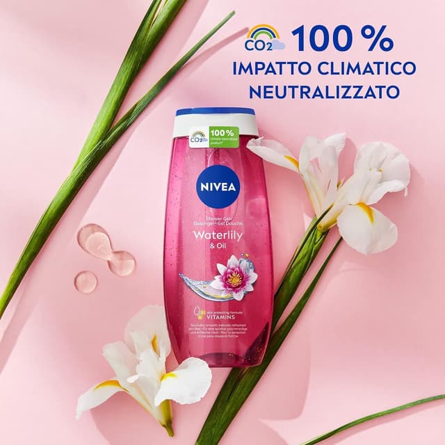 Detalle 2 de NIVEA Gel Doccia Waterlily & Oil in – Confezione da 6 x 250 ml, docciaschiuma fresco e delicato