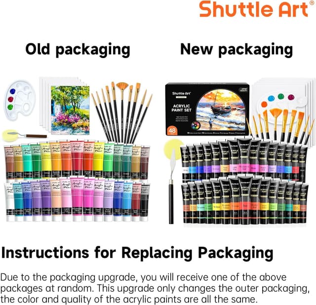 Thumbnail 6 de Shuttle Art 48 Pack Acrylic Paint Set with 30 colours, 10 brushes, 5 canvases and palette