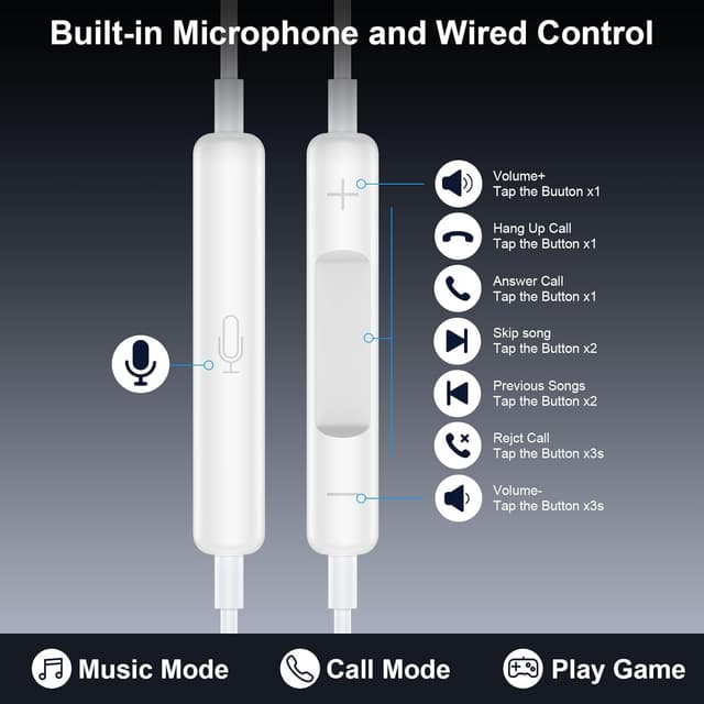 Detalle de PENGARO USB-C wired earbuds with mic