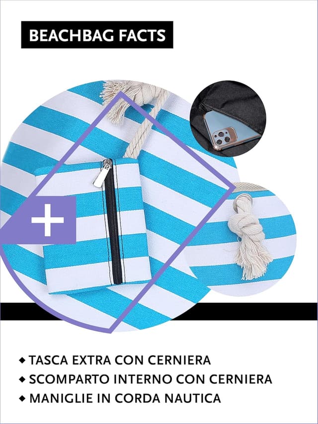 Thumbnail 2 de DonDon Borsa da spiaggia XXL 58x38x18 cm