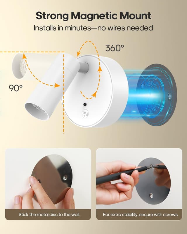 Detalle de Battery Operated Indoor Spot Light with Remote, 3000mAh USB-C Rechargeable 3-Colour Dimmable Picture/Plant Uplight