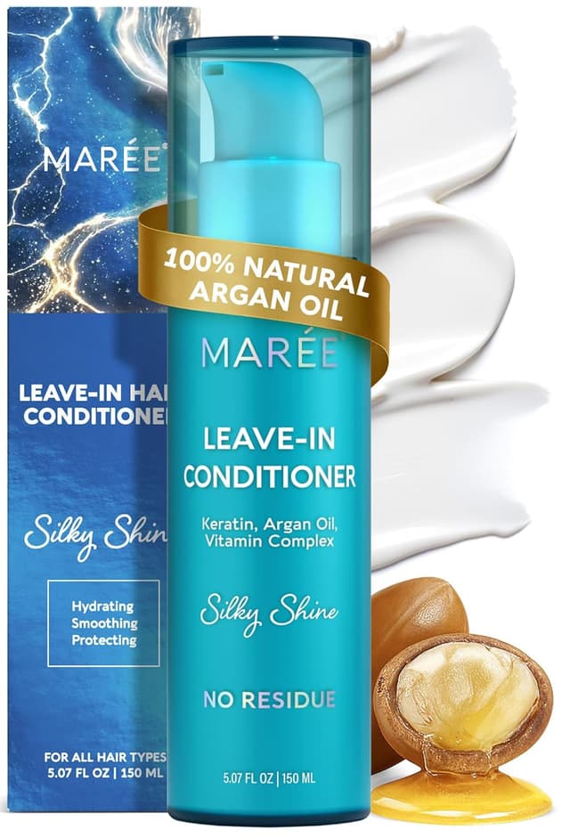 Detalle de MAREE Leave-In Conditioner Hair Gloss (2 Pack) for Dry, Damaged Hair with Keratin & Argan Oil