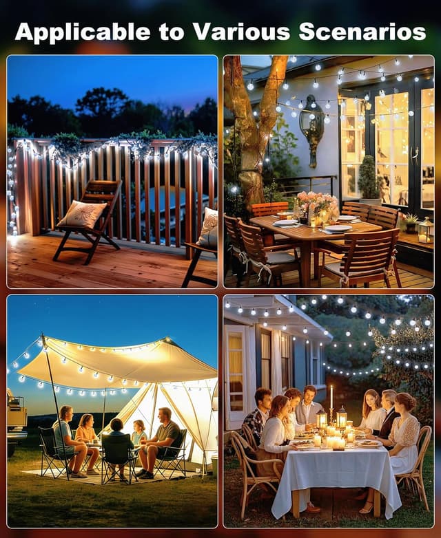 Thumbnail 6 de btfarm Solar Garden String Lights (12.5m/41ft, 50 LED) – Waterproof Crystal Ball Fairy Lights with 8 Modes