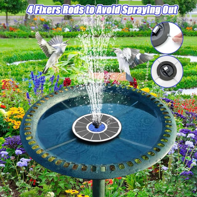 Detalle 2 de SZMP Solar Fountain Upgrade 3.5W Solar Bird Bath Fountain with 7-in-1 Nozzles
