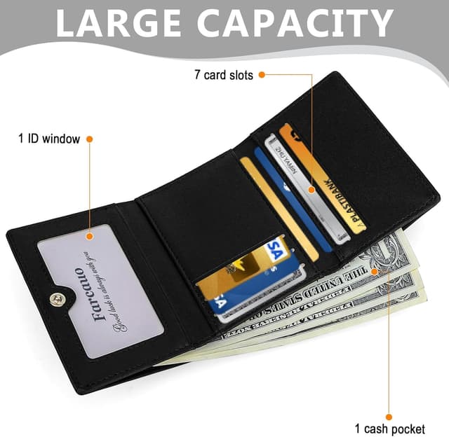 Detalle 2 de Farcauo Damen-Portemonnaie klein mit Ausweisfach und Kartenfächern – Mini-Geldbörse mit Schleife