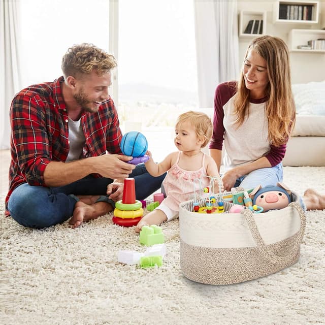 Detalle 1 de Maliton Baby Windel Caddy Organizer mit herausnehmbaren Fächern, 38 x 26 x 18 cm – braun