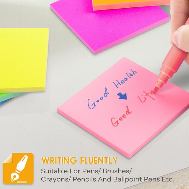 Detalle de Elektrostatisch selbstklebende & magnetische Haftnotizen (76 x 76 mm) – 480 Blatt in 6 Farben