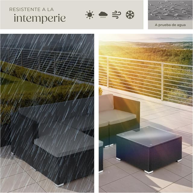 Thumbnail 6 de tectake® Conjunto Jardín Ratán 3+1 con Mesa