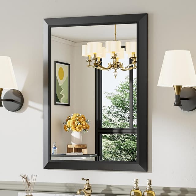 Detalle de Briivue 24x32 Inch Black Bathroom Mirror