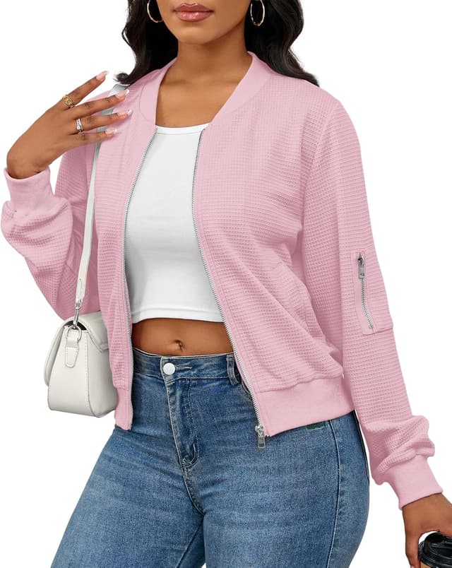 Detalle de PerZeal Women Casual Full Zip Up Comfy Loose Long Sleeve Sweatshirt Coat Jacket with Pockets