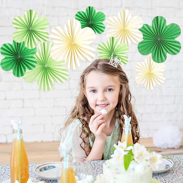 Detalle 1 de SUNBEAUTY Papier Fächer Girlande mit 9 Teilen