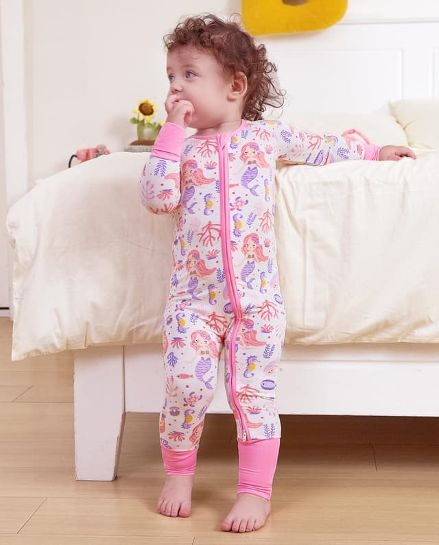 Detalle de babee Reshinee Bamboo Viscose Baby Footie Pajamas Convertible Zipper Onesie (0–24M)