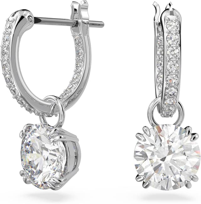 Detalle de Swarovski Stilla Tropfenohrringe Rundschliff Weiß