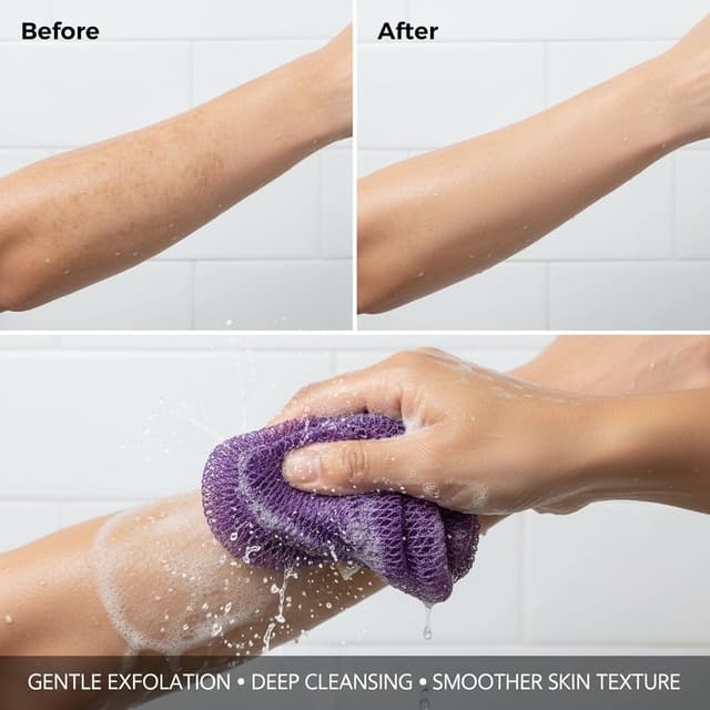 Detalle de Lanjue African Bath Sponge Exfoliating Net (2 Pack) – Stretchable nylon body sponge for shower & travel