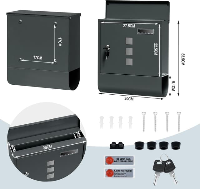 Detalle 1 de WOLTU Briefkasten 30,5 x 33,5 x 9 cm