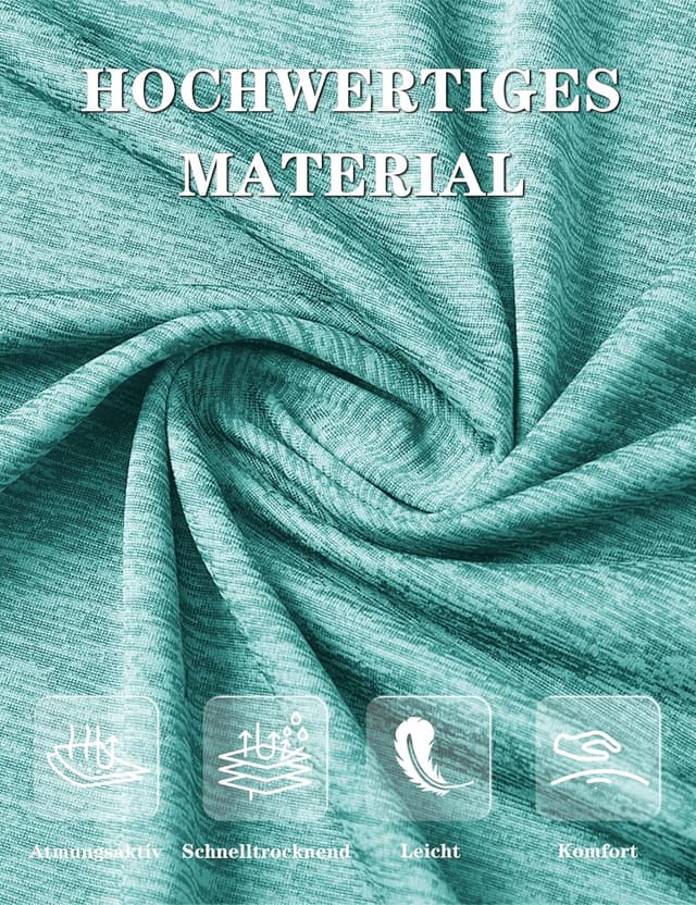 Detalle 2 de KEFITEVD Melange Sportshirt Damen Kurzarm mit Reflektionsstreifen – atmungsaktives Stretch Funktionsshirt (Regular Fit)