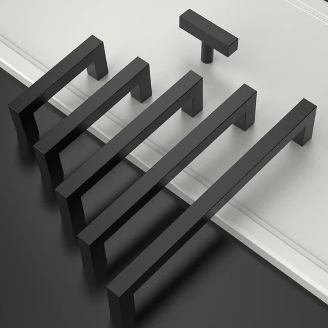 Thumbnail 1 de Amerdeco 10 Pack Matte Black Cabinet Pulls 128mm