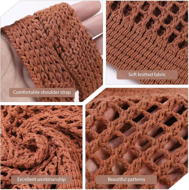 Detalle de WantGor Crochet Mesh Tote Bag for Beach & Shopping (Foldable Hobo Style)